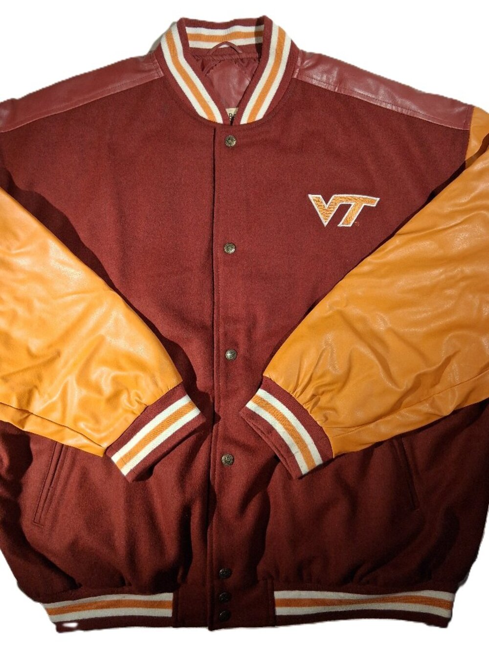 VT Hokies Varsity Jacket Steve & Barry's Maroon Faux Leather Wool XXL Vintage Y2